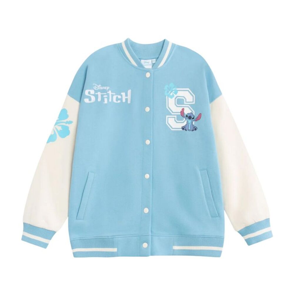Lilo & Stitch Girls Embroidered Logo Varsity Jacket / Blue